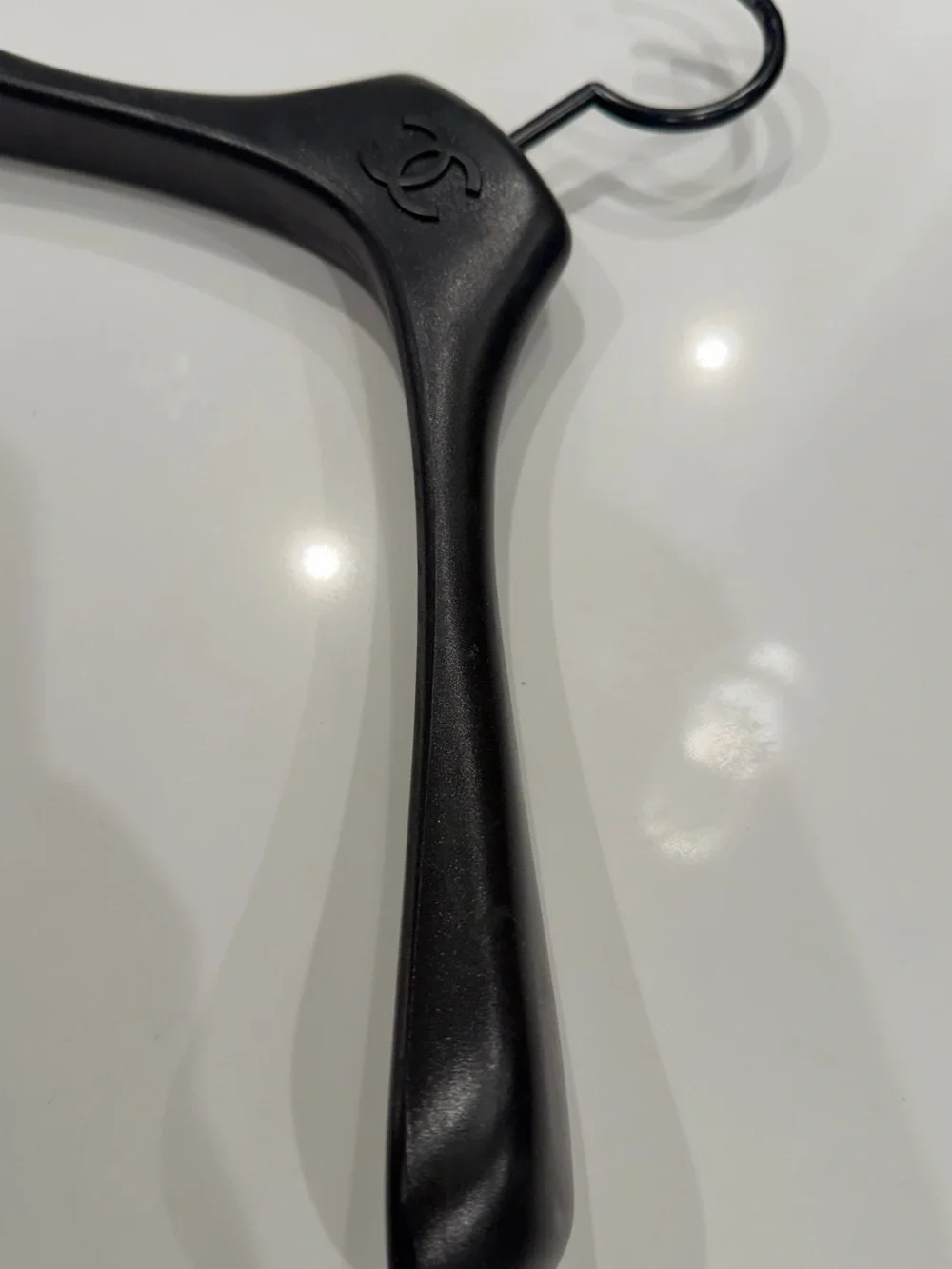 CHANEL Black Molded CC Logo Hanger heavy duty rubber